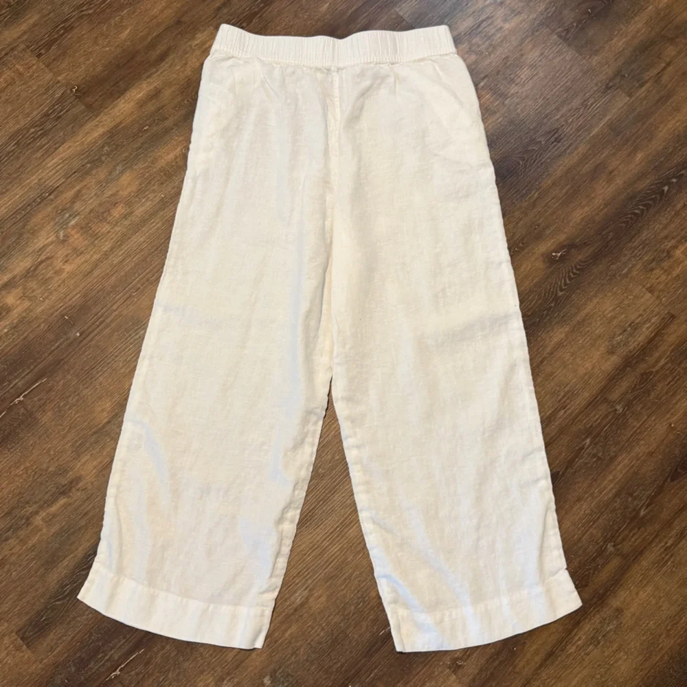 Tahari | Linen Wide Leg Pants w Elastic Waist | White | Size M - Picture 3 of 14